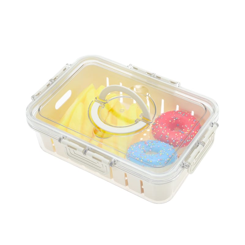 Sealed Drain Food Storage Containers 1 Compartment White Transparent 1 Set - White Transparent