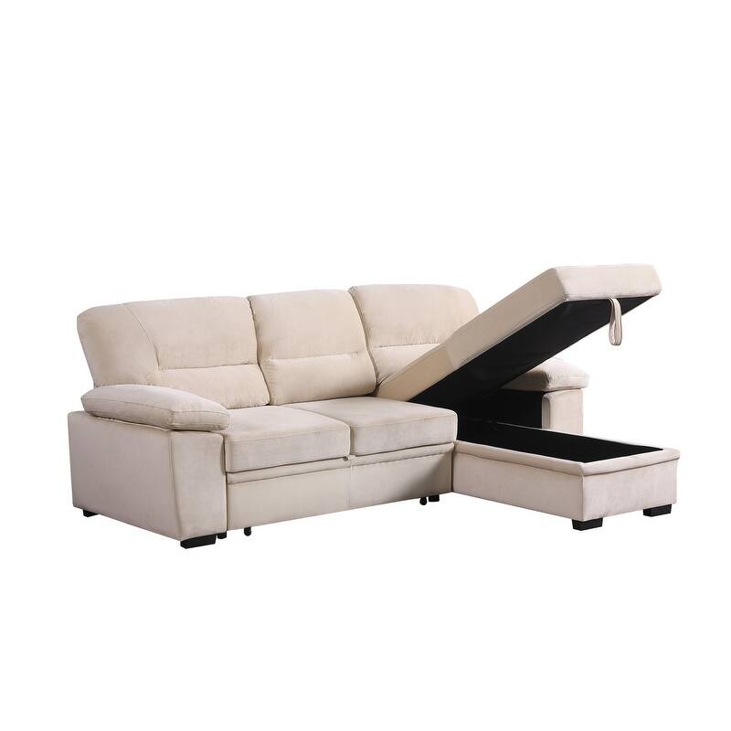 Kipling Velvet Reversible Sleeper Sectional Sofa Chaise
