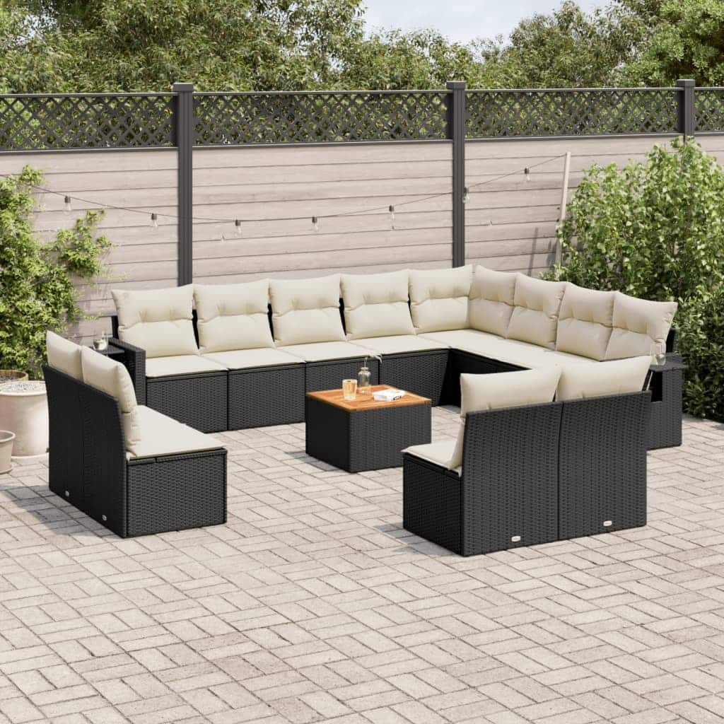 vidaXL Garden Sofa Set Black PE Rattan Large Modular Garden Sofa Set - 24.4 x 25.8 x 27.2