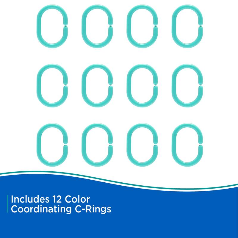Kenney Lightweight PEVA Shower Curtain Liner and C-Ring Set, 70" W x 72" H
