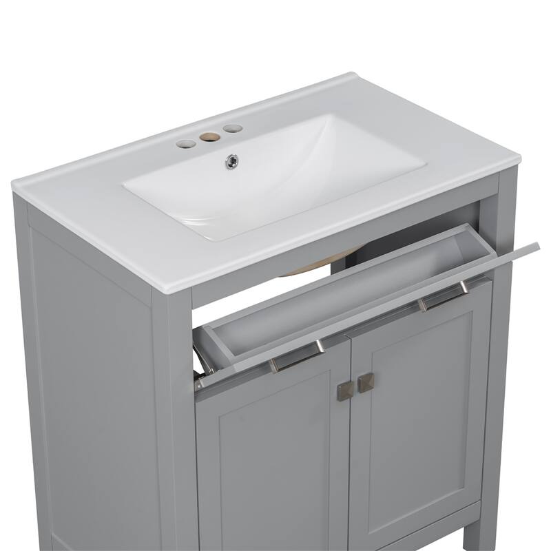 60" Bathroom Vanity Set with Double Vanities (Separate),Ceramic Sinks