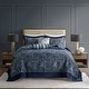 preview thumbnail 3 of 72, Madison Park Whitman Reversible Oversized 5-piece Jacquard Bedspread Quilt Set with Shams and Embroidered Throw Pillows Navy - King