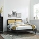 preview thumbnail 1 of 17, Sierra Cane and Wood Full Platform Bed With Splayed Legs Black