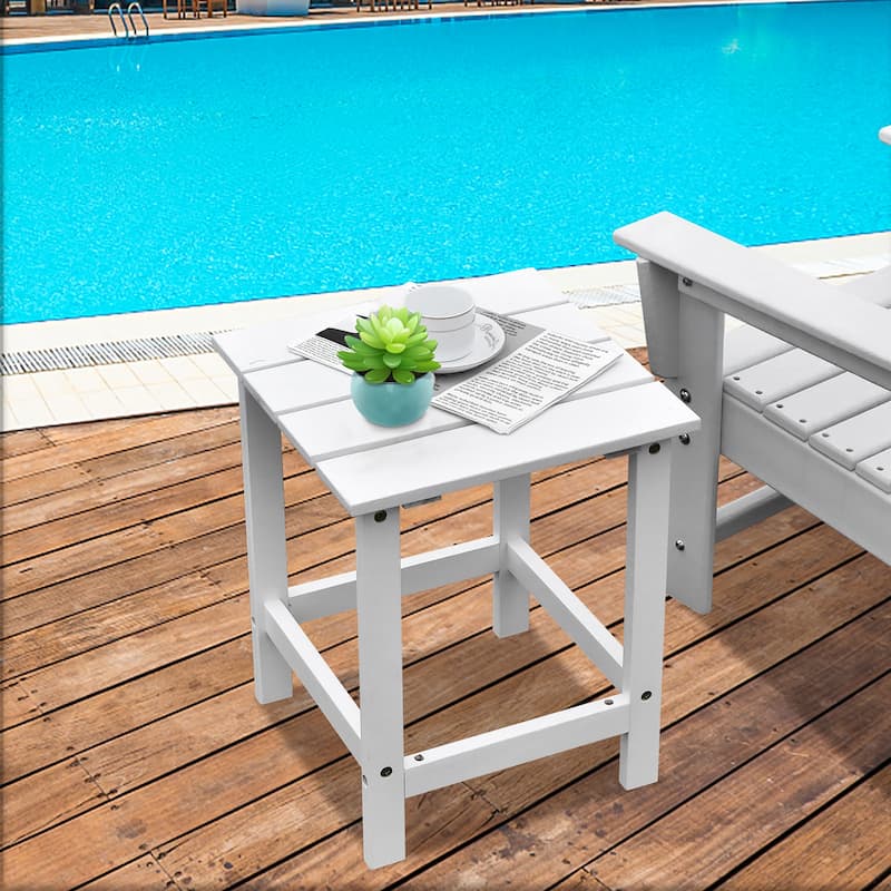 Costway Patio 15" End Side Coffee Table Square Wooden Slat Garden Deck - See details