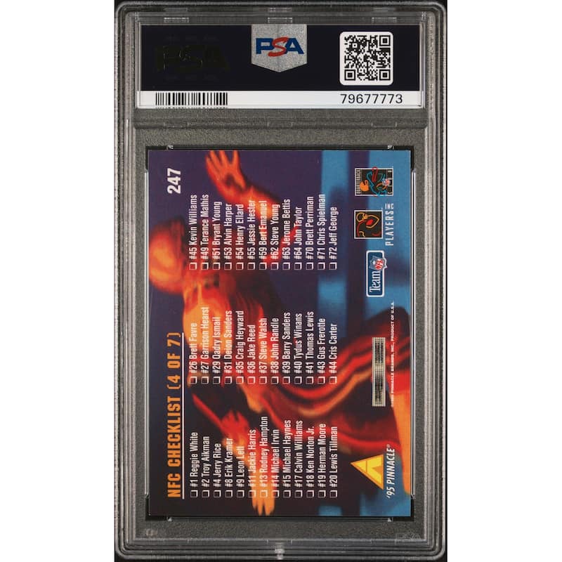 Emmitt Smith 1995 Pinnacle NFC Checklist 4 of 7 Football Card #247 Graded PSA 10 - 8'6" x 11'6"