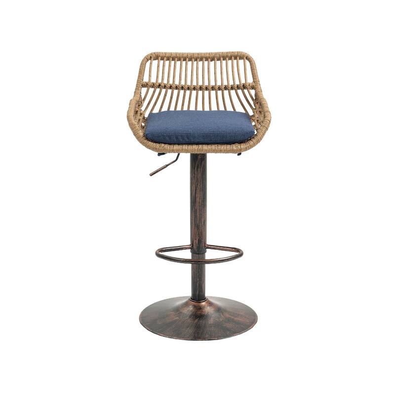 Set of 2 Swivel Bar Stools Adjustable Counter Height with Footrest