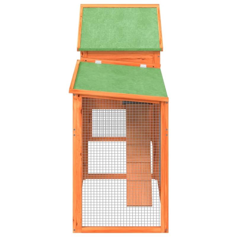 vidaXL Rabbit Hutch Brown 73"x23.8"x43.1" Solid Wood Pine - 73" x 23.8" x 43.1"