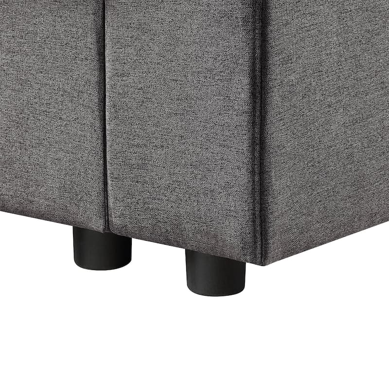 Linen 6-Seater U-Shape Sectional Sofa Chaise and Pocket in Gray