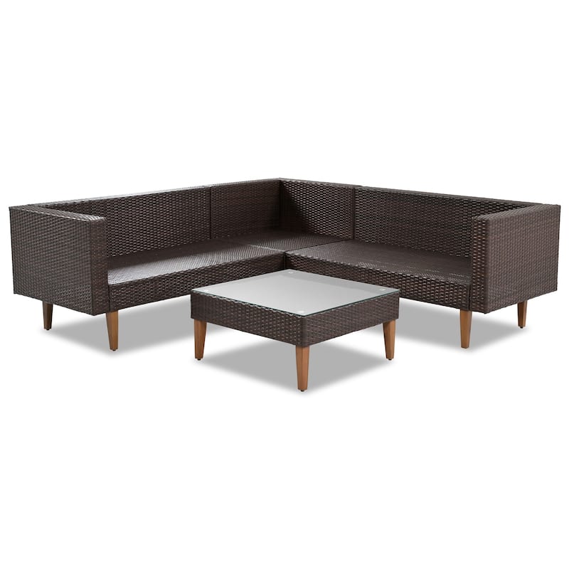 Outdoor Wicker Weaving Conversation Combo Set of 4