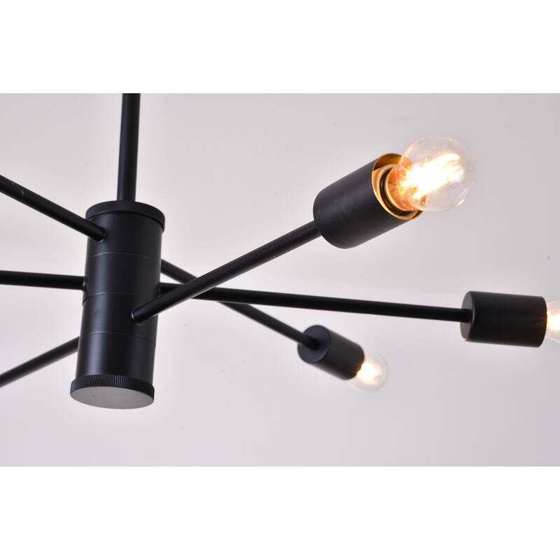 6-Light Matte Black Chandelier With Six Arms