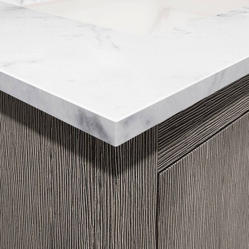 Hugo Carrara Marble Countertop Vanity with Mirror and Gooseneck Faucet