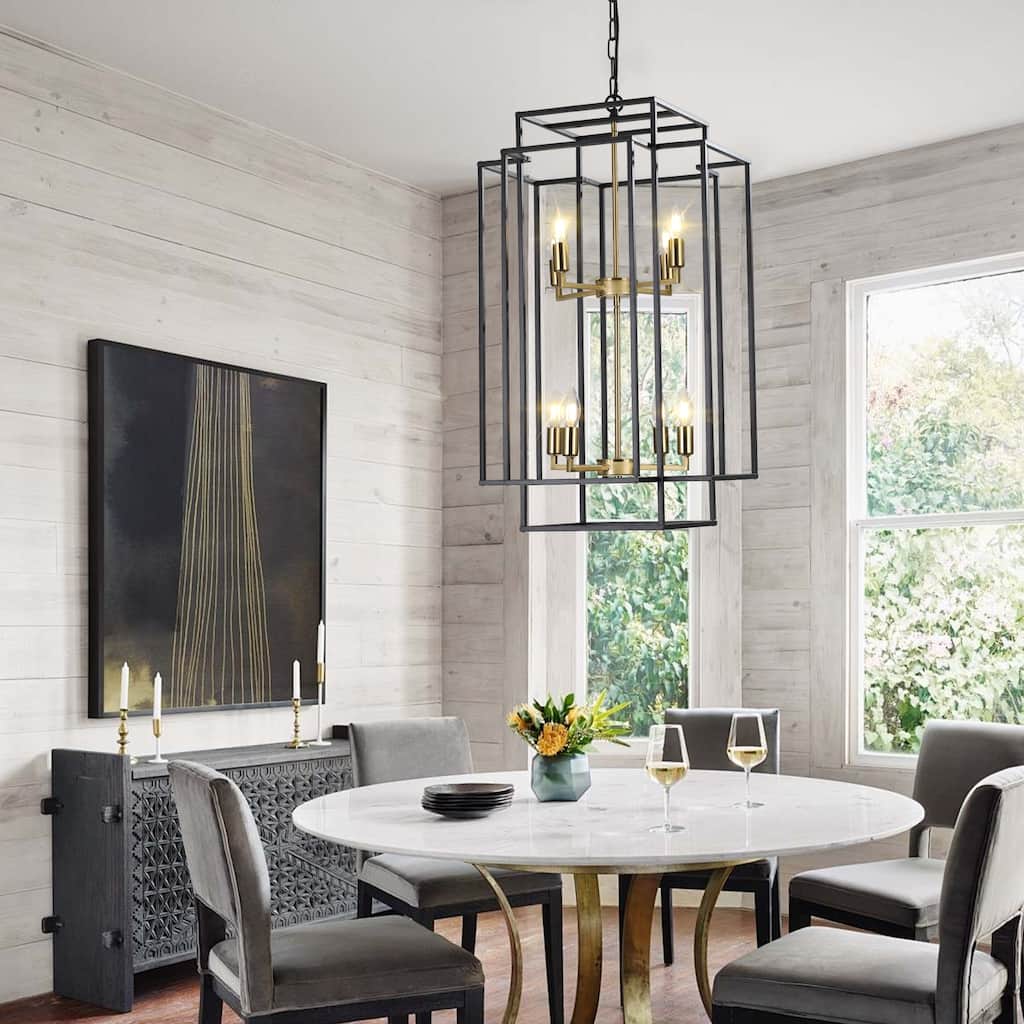 Hanging Chandelier Light Fixture with Adjustable Hanging Rod, Simple Ceiling Light Fixture Chandelier Lighting