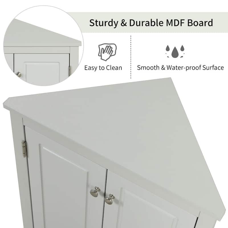 Triangle Bathroom Freestanding Storage Cabinet with Adjustable Shelves