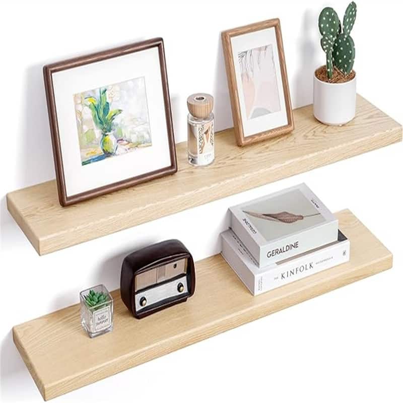 Natural Wood Floating Shelves for Wall 36 Inch - 8"D x 36"W x 1.2"H