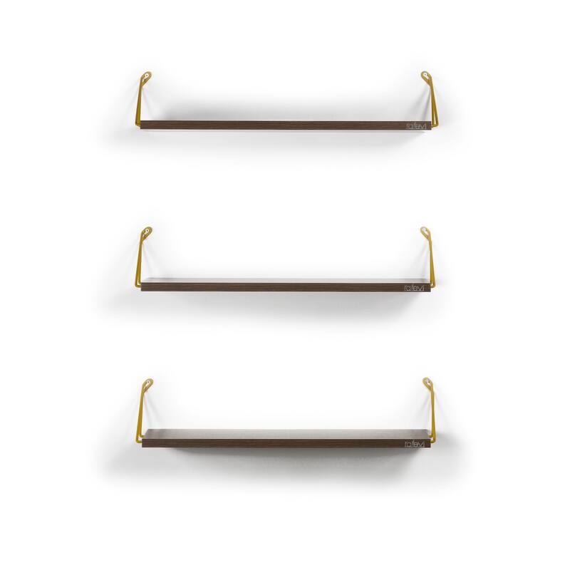 Floating Wall Mounted Decorative Hanging Metal Bracket Triple Shelf