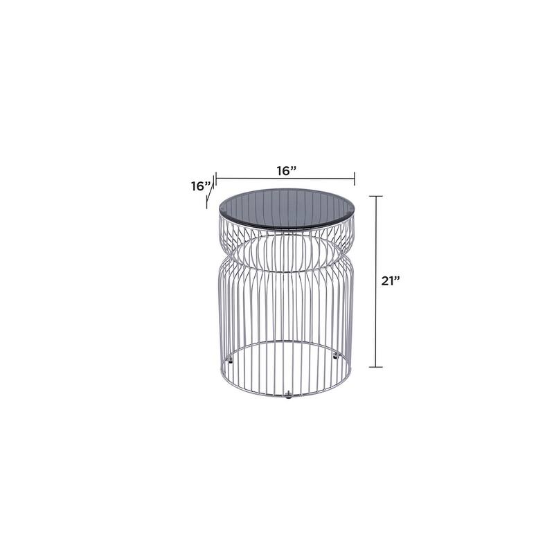 Modern Contemporary Metal Nested Base And Tinted Tempered Glass Top Material Round Coffee Table