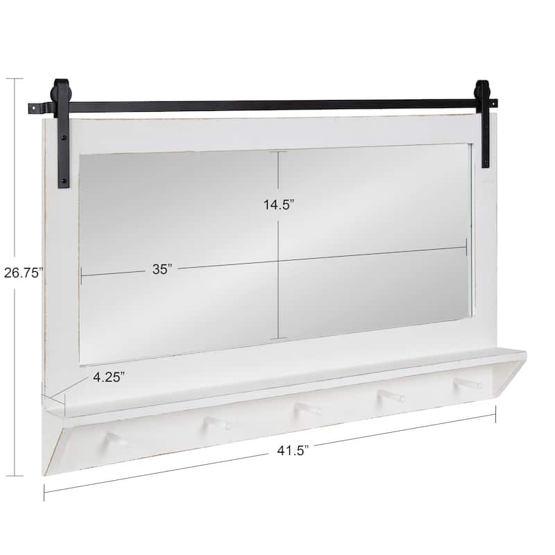 Kate and Laurel Cates Framed Wall Mirror with Shelf and Hooks