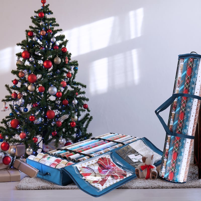 Hearth & Harbor Premium Gift Wrap Storage Organizer Set - Storage Roll + Storage Box