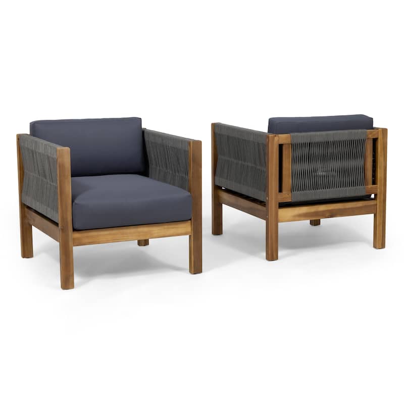 Laurel Acacia Wood and Rope Outdoor Club Chair by Christopher Knight Home