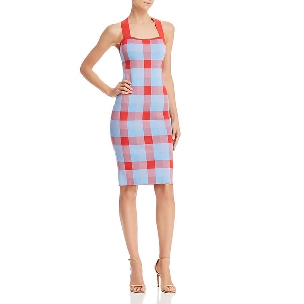 red tartan bodycon dress