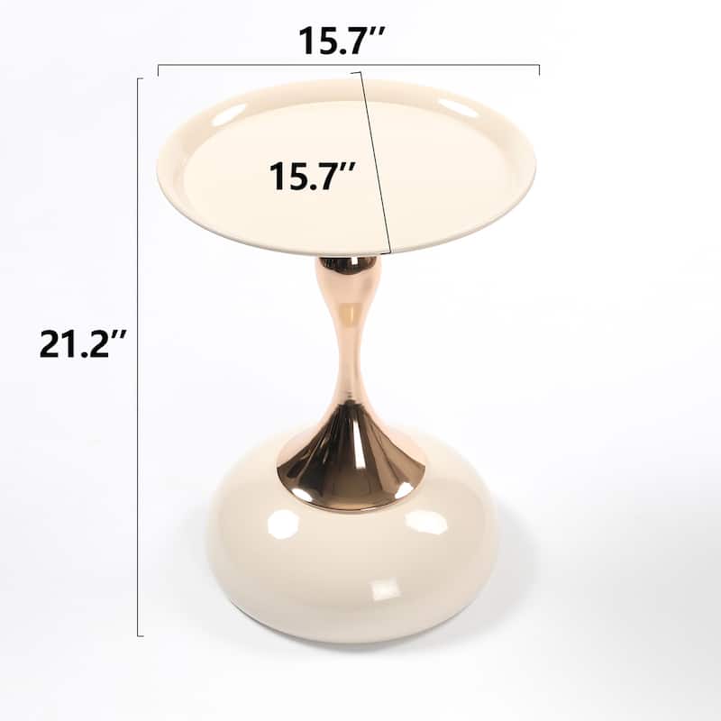 Mermaid Tail End Coffee Table Round Side Table, Modern Metal Pedestal Table, Minimalist Accent Table For Small Spaces