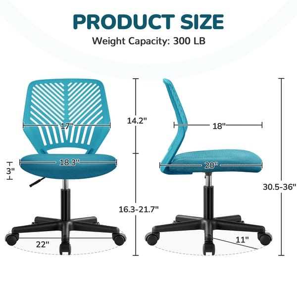 dimension image slide 0 of 5, Yaheetech Adjustable Armless Office Chair Swivel Computer Study Chair