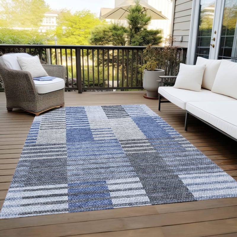 Machine Washable Indoor/ Outdoor Chantille Contemporary Stripes Rug