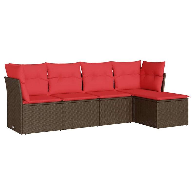 vidaXL 5/6 Piece Patio Sofa Set with Cushions Black/Brown/Gray Poly Rattan - 24.4 x 24.4 x 27.2