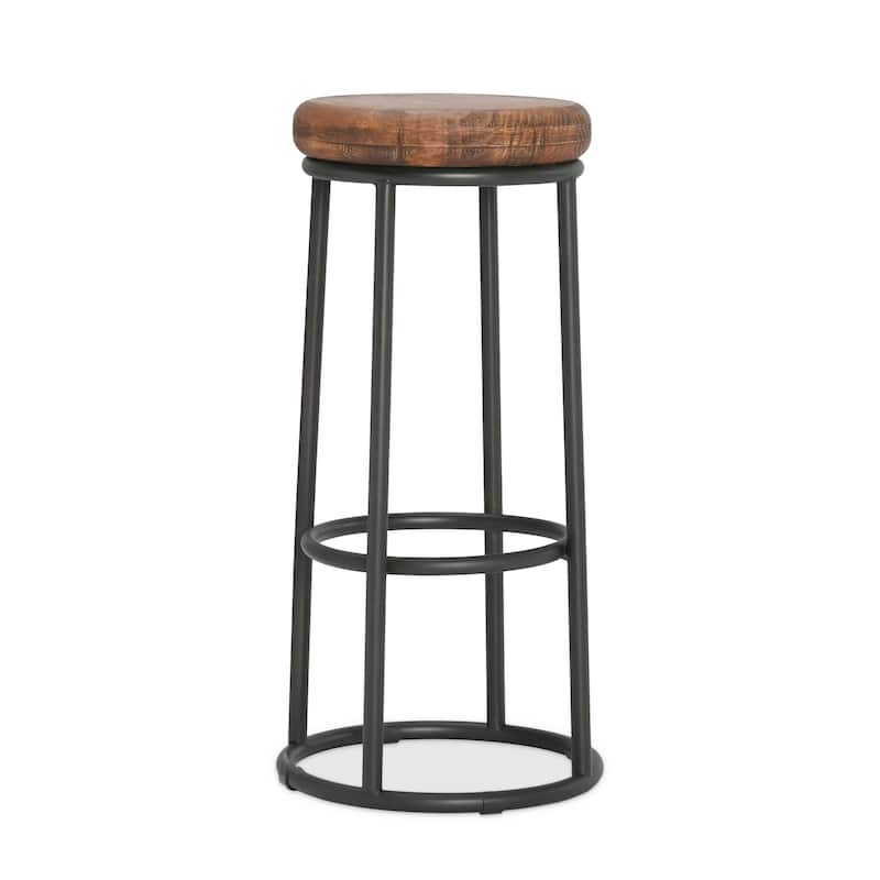 Carbon Loft Horseshoe Reclaimed Wood and Iron Stool