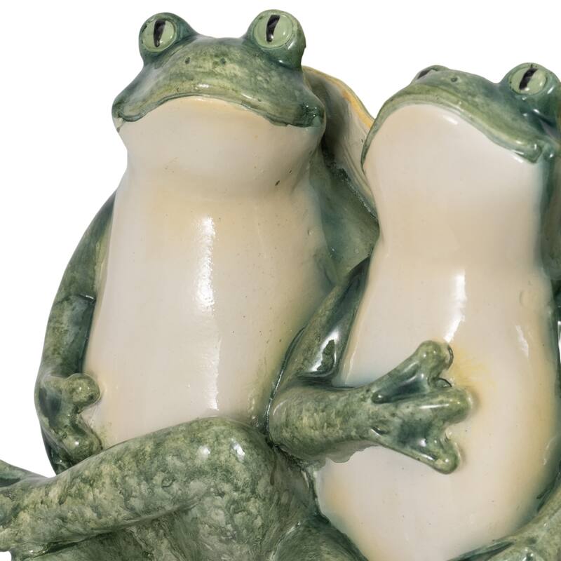 Sagebrook Home Green Polyresin 12" Three Sitting Frogs Planter - 11" x 12" x 8"