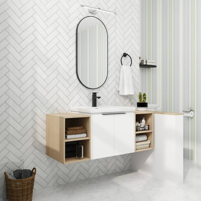ARTCHIRLY 24/36/48/60/72/84 Inch Bathroom Vanity with Sink, Floating Bathroom Vanity with Soft Close Door and Shelf