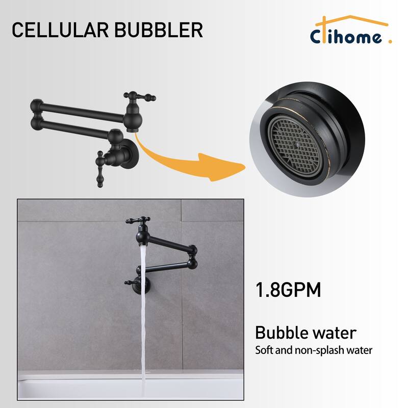 Clihome Traditional Wall Mounted Kitchen Pot Filler Faucet