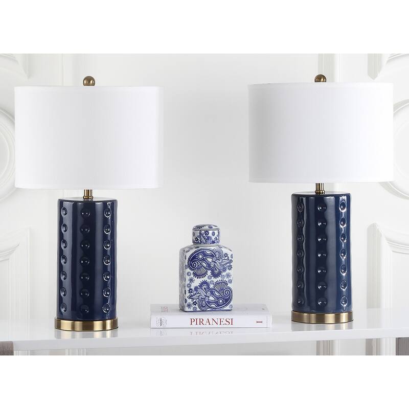 SAFAVIEH Lighting 26-inch Navy Roxanne Table Lamp (Set of 2)
