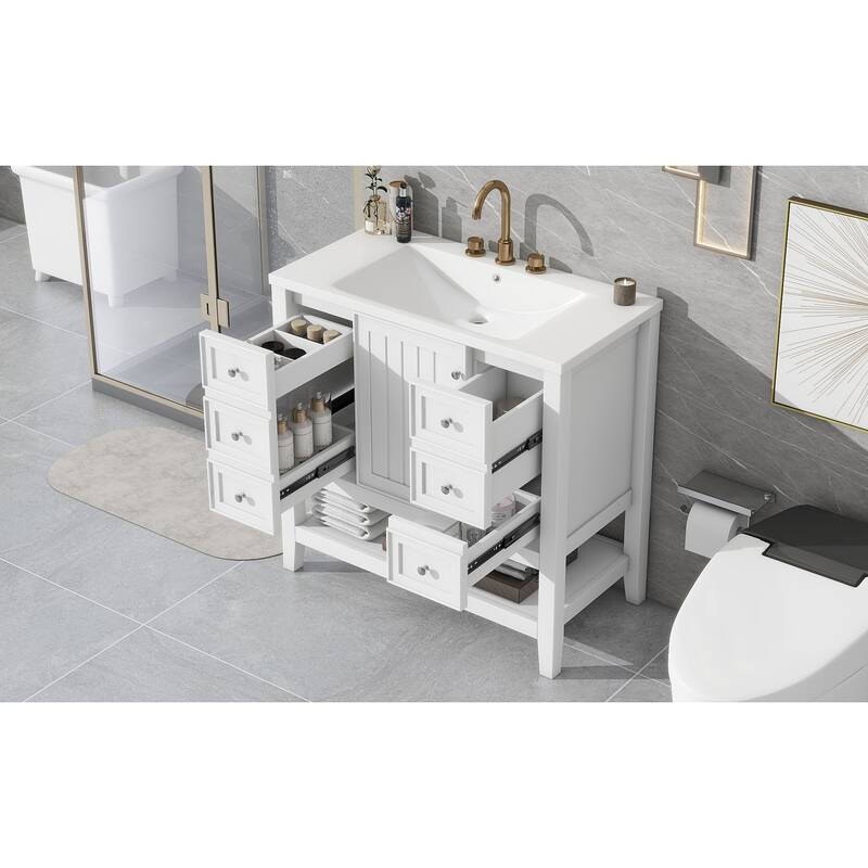 36" Bathroom Vanity with Sink Combo,One Cabinet and Three Drawers