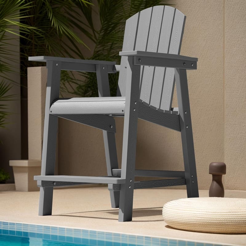 Moasis All Weather HIPS Outdoor Bar Height 49" Tall Adirondack Chair
