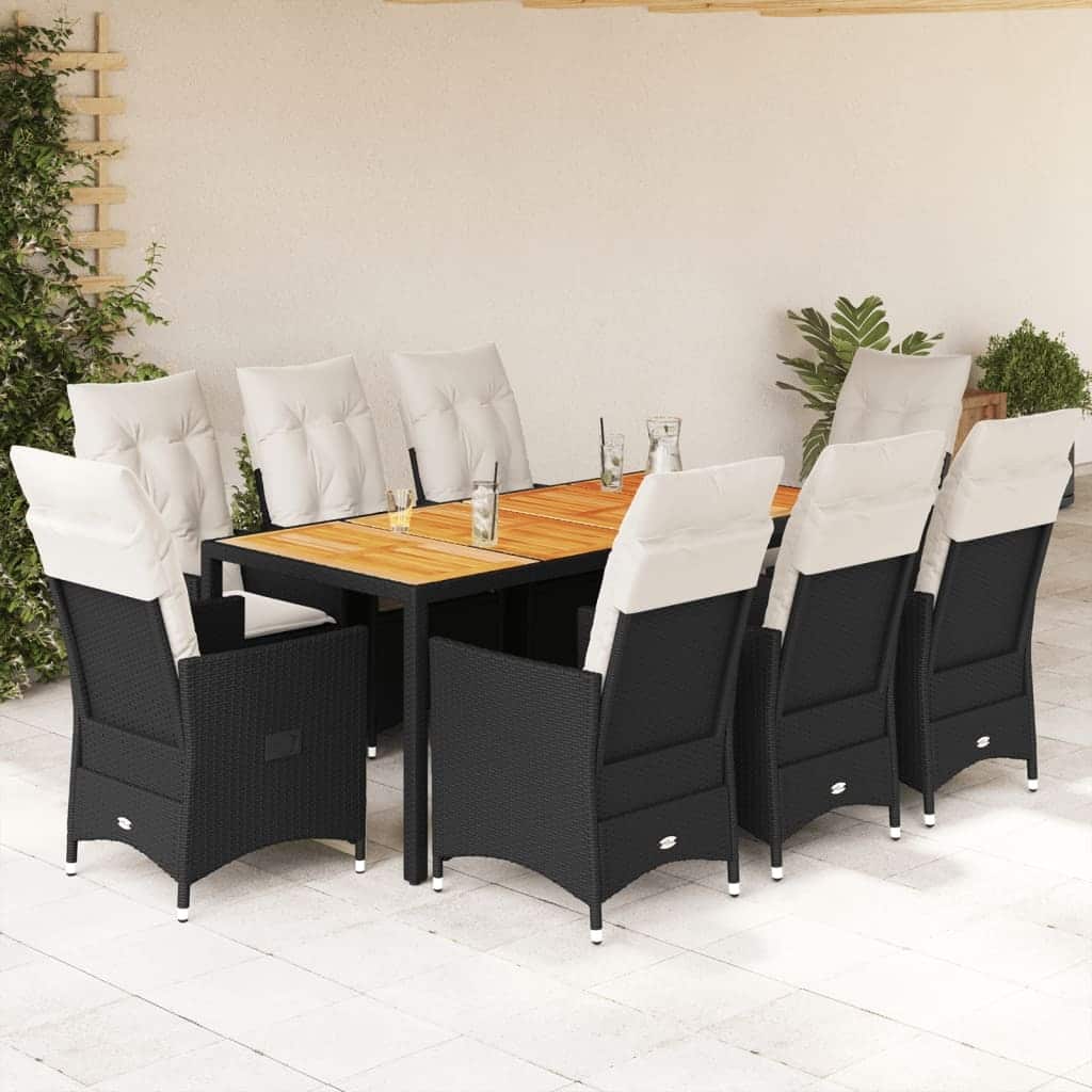 vidaXL Garden Dining Set Black, Cream White - 23.2 x 22.0 x 36.2 in
