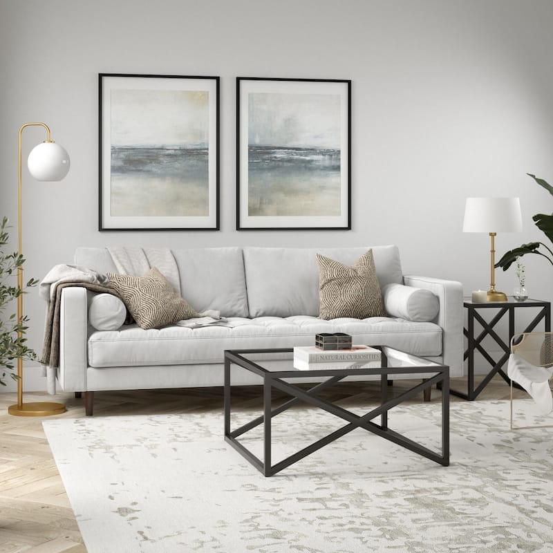 32-Inch Square Coffee Table with Steel Frame for Living Room - 32” x 32” x 17”