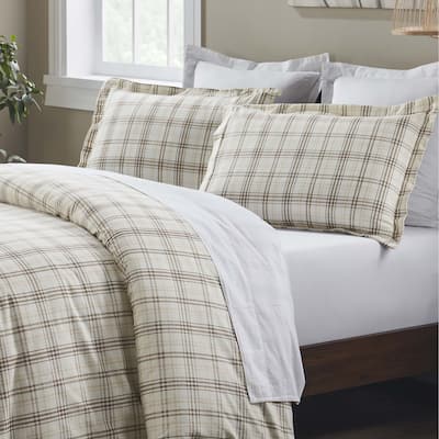 Superior Plaid Flannel Cotton Classic Rustic Farmhouse Duvet Cover Set