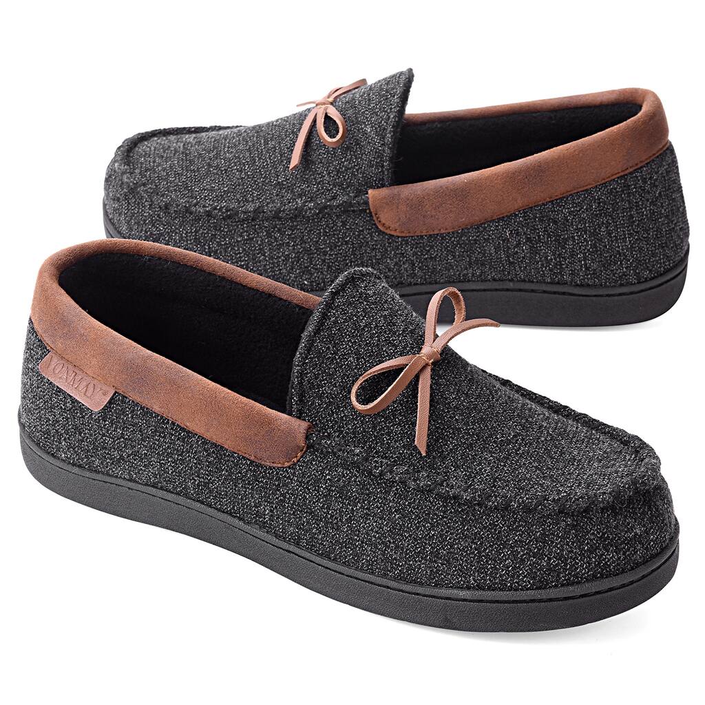 Mens Moccasins Slippers Memory Foam Closed Back Loafers Indoor Outdoor Shoes