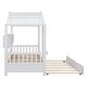 preview thumbnail 10 of 9, Wooden Twin Size House Bed With Trundle, Modern Design for Kids with Storage Shelf
