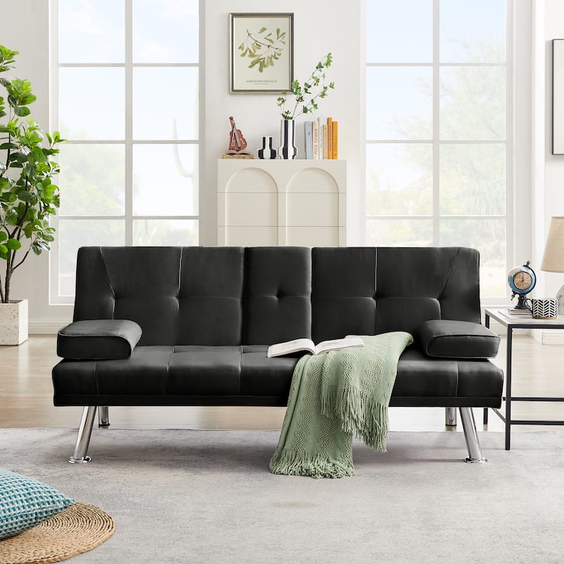 Folding Futon Sofa Bed - Dark Grey