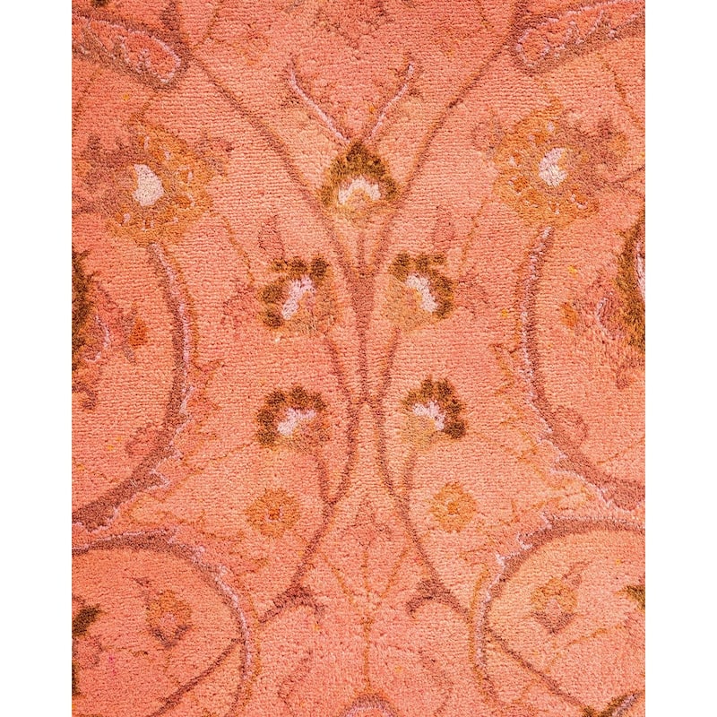 Overton Hand Knotted Wool Vintage Inspired Modern Contemporary Overdyed Pink Area Rug - 6' 3" x 9' 4"