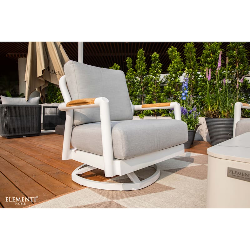 Elementi Santorini Outdoor Aluminum Swivel Chair with Sunbrella® Cushions