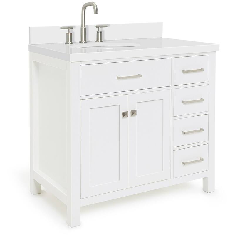 Ariel H037SLWQOVO Bristol 36" Thick Quartz Vanity Top