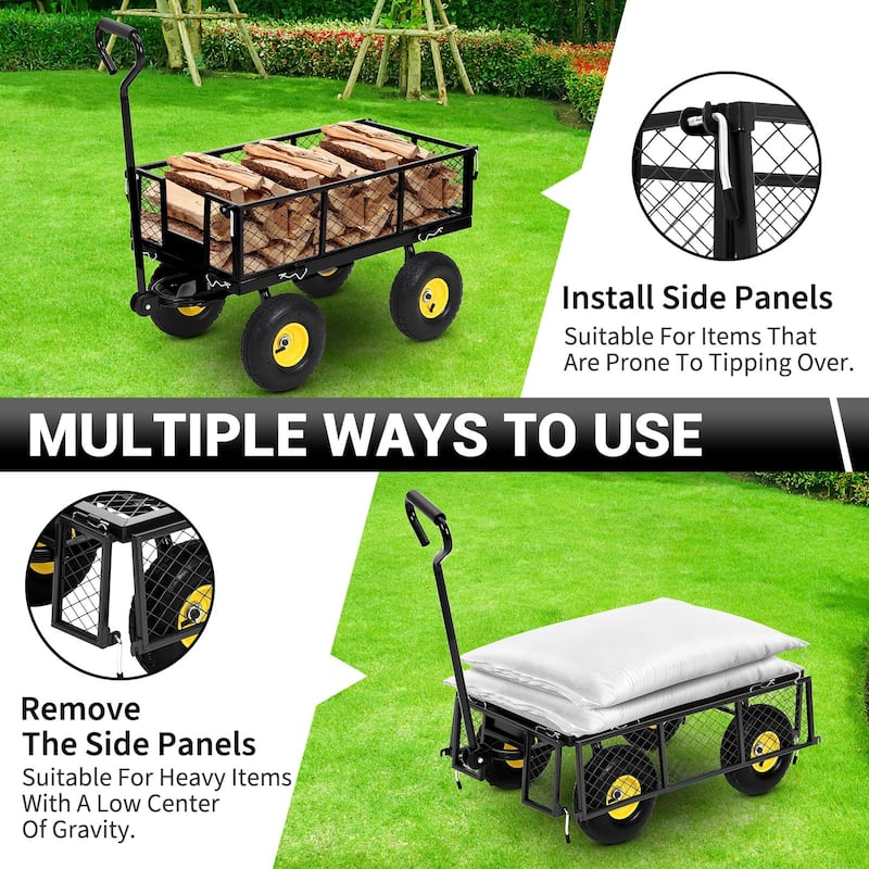 Heavy Duty Steel Utility Garden Wagon Cart with Removable Sides