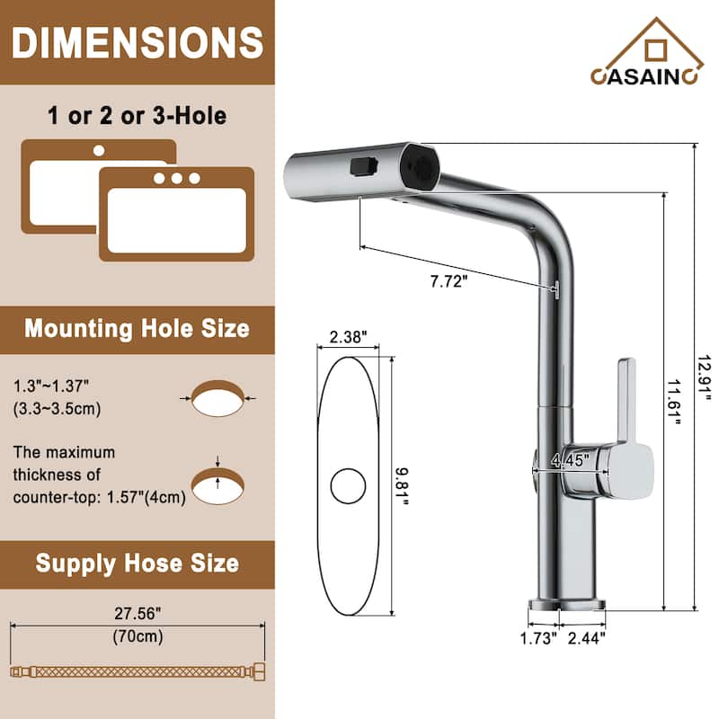 Single Handle Pull Down Sprayer Kitchen Faucet with Motion Sense Wave, Power Boost