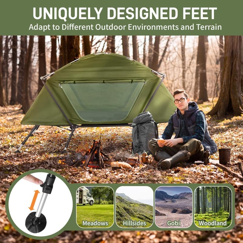 7ft Strengthen Camping Tent Cot with External Shade Adapted to Terrain Capacity 400 Lbs