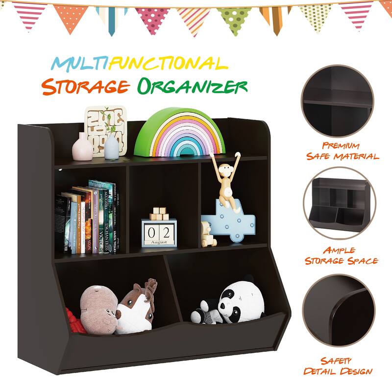 UTEX Toy Storage Organizer with Bookcase, Kid’s Multi Shelf Cubby for Books,Toys