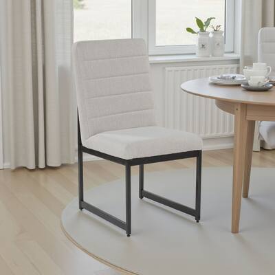 Myka Dining Side Chair Set of 2, Modern Sled Legs, Gray Polyester
