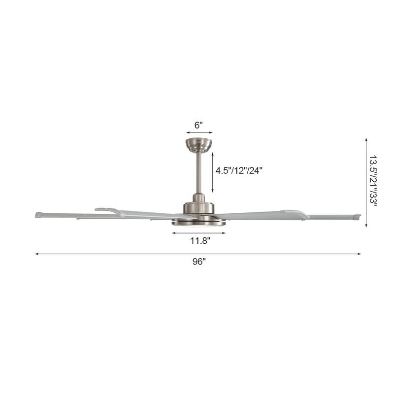 WINGBO 64" and 72" and 80" and 96" Indoor Ceiling Fan with LED Light and Remote